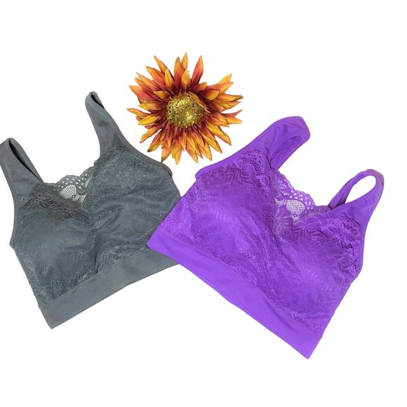 Rhonda Shear Ahh Bra w/Lace Overlay Set of 2  MEDIUM (RS-18) - Picture 1 of 6